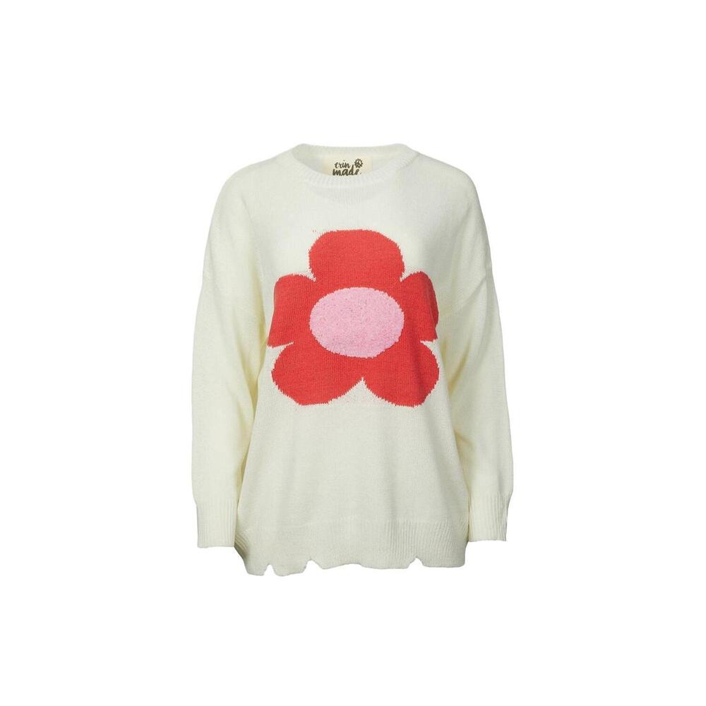 NEW ERIN MADE petal pullover in red/ivory